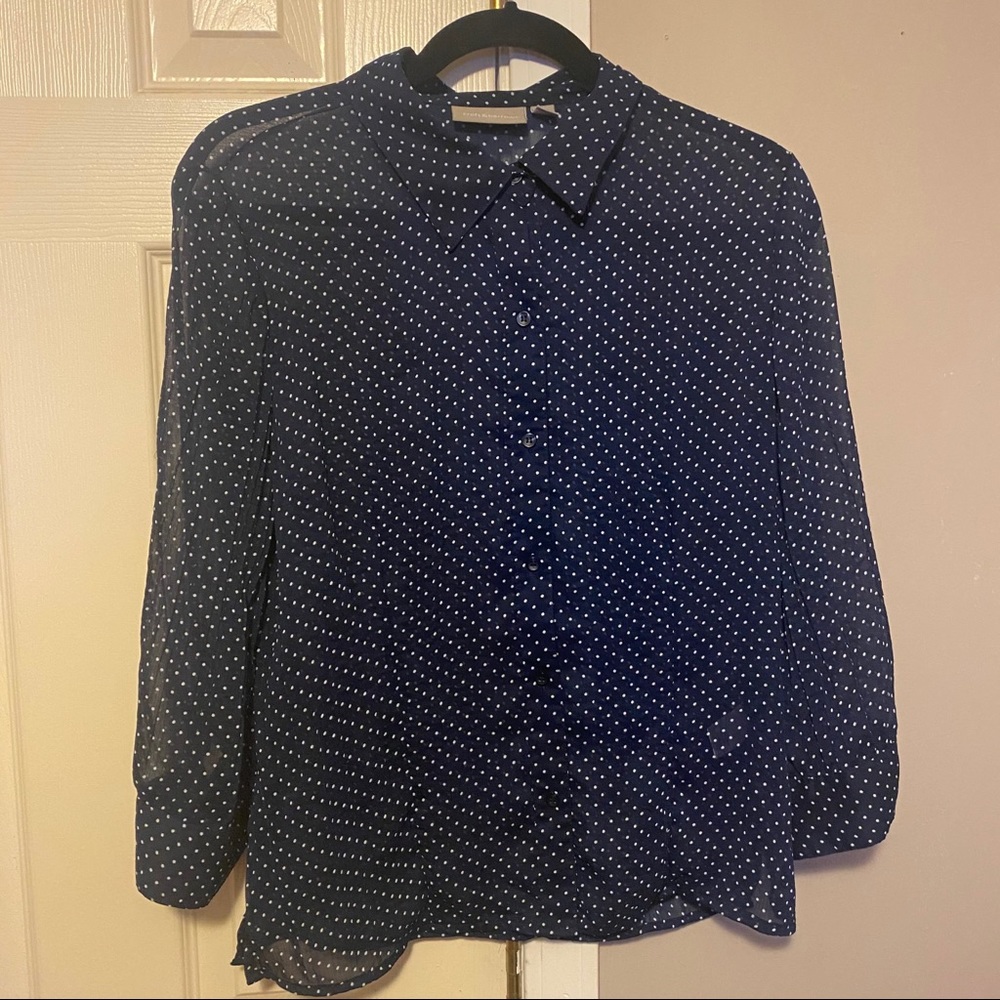 Navy Button Up Blouse